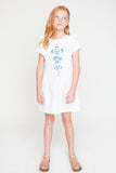 G5089 Off White Girls Embroidered Ruffle Dress Full Body