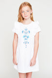 G5089 Off White Girls Embroidered Ruffle Dress Front