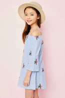 G5118 SKY-Floral Cold Shoulder Dress Alternate Angle