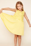 G5241 Lemon Girls Crochet Pleated Dress Front