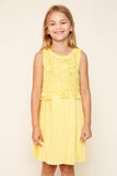 G5241 Lemon Girls Crochet Pleated Dress Front