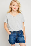 G5286 Heather Grey Criss Cross T-Shirt Front