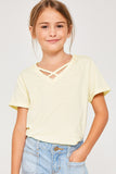 G5286 LEMON Criss Cross T-Shirt Front