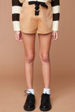 G5367 CAMEL Lace Up Shorts Front
