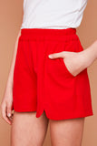 G5376 RED High Waist Shorts Alternate Angle