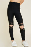 Lace Cut-Out Brushed Leggings