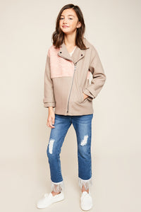 G5504 MOCHA Oversized Moto Jacket Alternate Angle