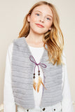 G5512 Silver Girls Fur Vest with Self Tie Front