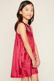 G5548 Plum Girls Satin dress with embroidery Side