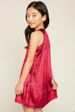 G5548 Plum Girls Satin dress with embroidery Back