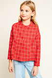 G5552 RED Grid Print Top Front