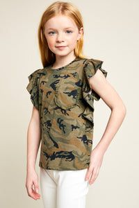 G5570 CAMO Ruffle Sleeve Camo Tank Alternate Angle