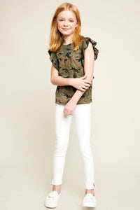 G5570 CAMO Ruffle Sleeve Camo Tank Alternate Angle
