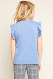 G5573 BLUE Ruffled Pocket T-Shirt Back
