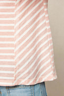 G5583 LT PINK Striped Crew Neck T-Shirt  Detail