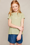 G5583 SWEET PEA-Striped Crew Neck T-Shirt Front