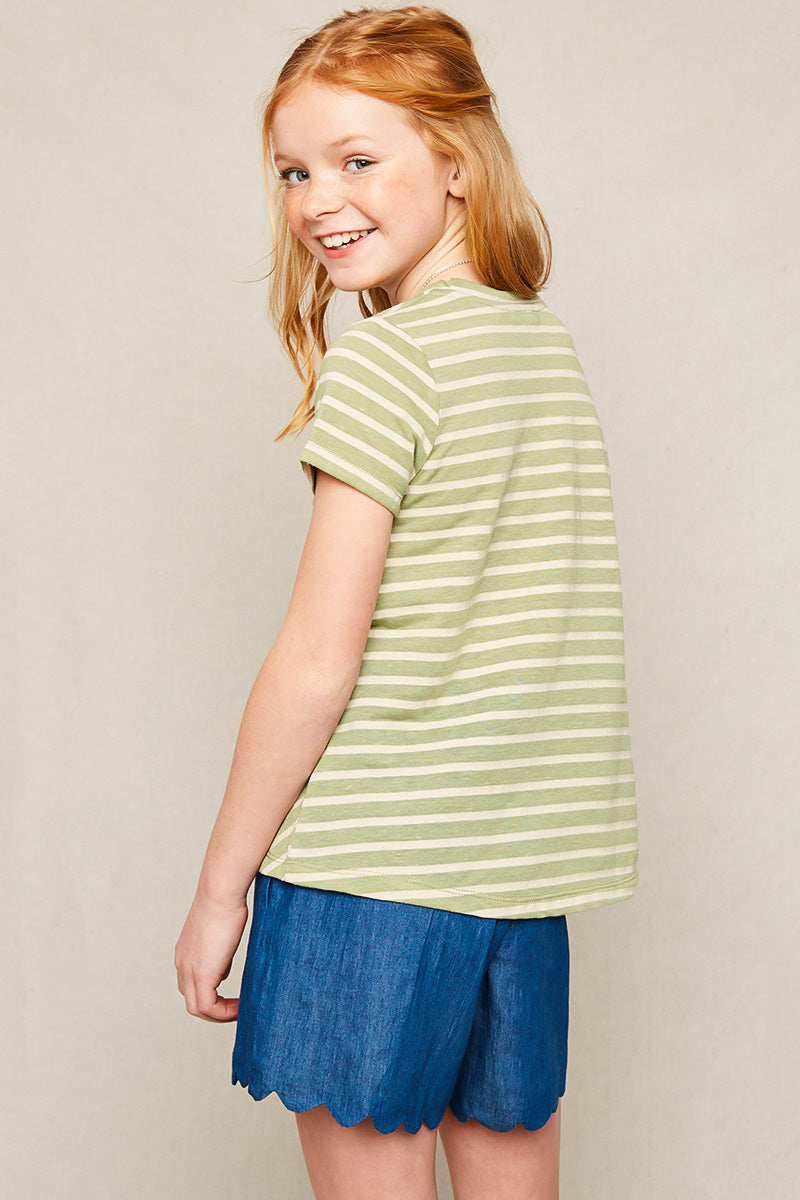 G5583 SWEET PEA Striped Crew Neck T-Shirt Back