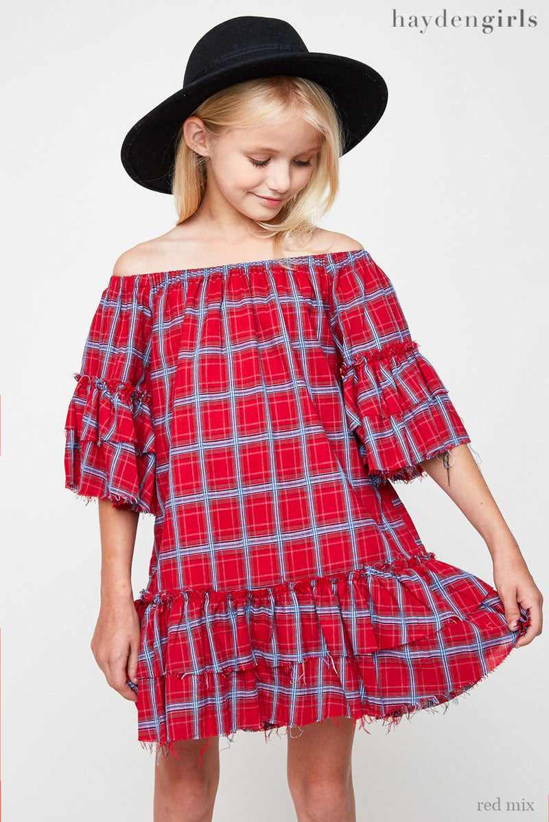 off shoulder tartan dress Tartanvibesclothing Murphy Tartan Off Shoulder Lady Dress