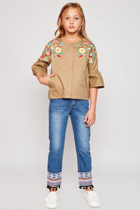 G5617 COFFEE Floral Embroidered Jacket Alternate Angle