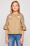 G5617 COFFEE Floral Embroidered Jacket Alternate Angle