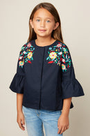 G5617 MIDNIGHT Floral Embroidered Jacket Front
