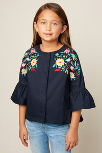 G5617 MIDNIGHT Floral Embroidered Jacket Front