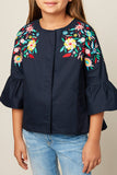 G5617 MIDNIGHT Floral Embroidered Jacket Front Detail