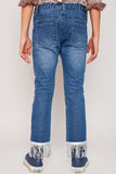 G5639 DK DENIM Fringed Hem Jeans Back