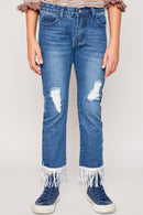 G5639 DK DENIM Fringed Hem Jeans Alternate Angle