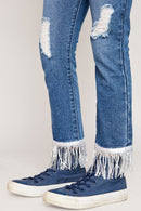 G5639 DK DENIM Fringed Hem Jeans Alternate Angle