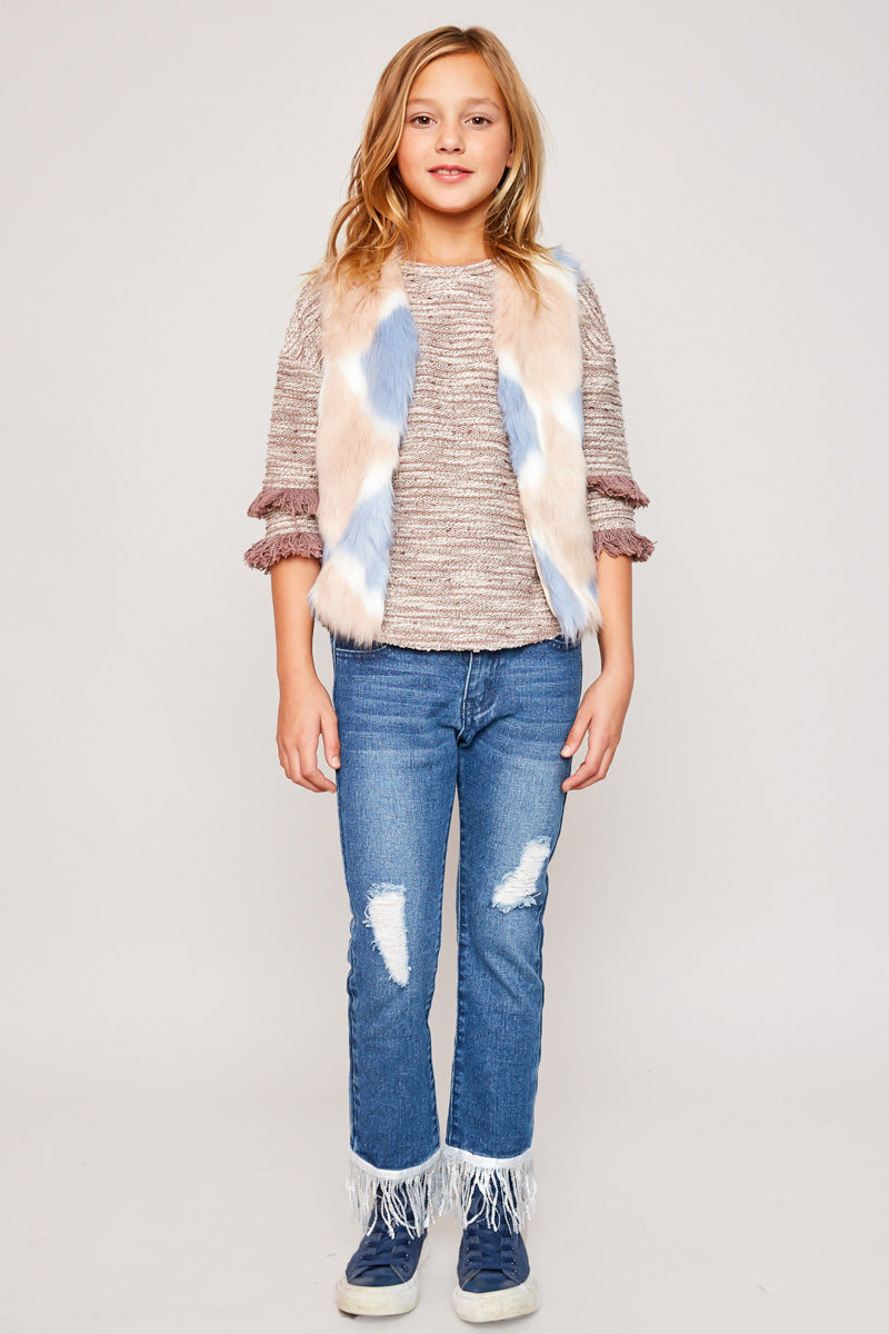 G5671 COTTON CANDY Cotton Candy Faux Fur Vest Alternate Angle