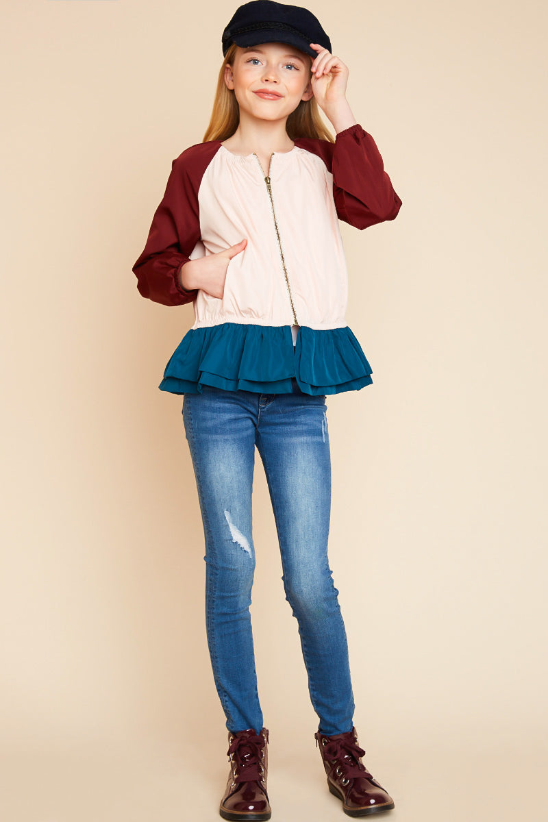 Girls' Color Block Bomber Jacket | Cute Girls' Clothes – Hayden Girls