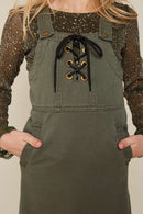 G5701 Army Girls Overall Mesh Denim Dress Full Body