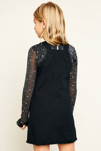 G5701 BLACK Denim Overall Dress Back