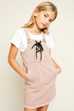 G5701 DUSTY PINK Denim Overall Dress Front