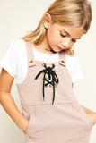 G5701 DUSTY PINK Denim Overall Dress Front Detail