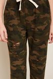 G5759 CAMO Distressed Camo Terry Joggers Front Detail