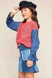 G5766 RED Contrast Striped Top Alternate Angle