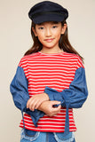 G5766 RED Contrast Striped Top Alternate Angle