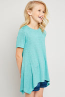 G5817 Mint Girls Raw Edge Tunic Tee Front