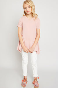 G5817 PINK Raw Edge Tunic Tunic Top Full Body