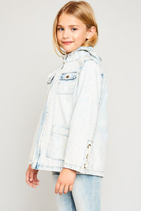 G5834 ICE DENIM Acid Wash Cargo Jacket Alternate Angle