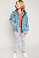 G5834 MID DENIM Acid Wash Cargo Jacket Full Body