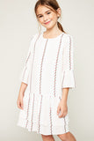 G5840 PALE PINK Printed Bell Sleeve Tunic Dress Front
