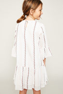 G5840 PALE PINK Printed Bell Sleeve Tunic Dress Back