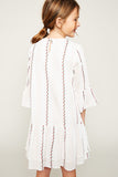 G5840 PALE PINK Printed Bell Sleeve Tunic Dress Back