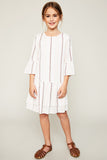 G5840 PALE PINK Printed Bell Sleeve Tunic Dress Full Body