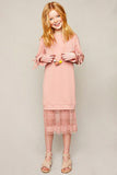 G5845 DUSTY PINK Tulle Lace Sweater Dress Front