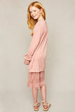 G5845 DUSTY PINK Tulle Lace Sweater Dress Back