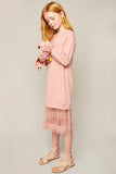 G5845 DUSTY PINK Tulle Lace Sweater Dress Alternate Angle